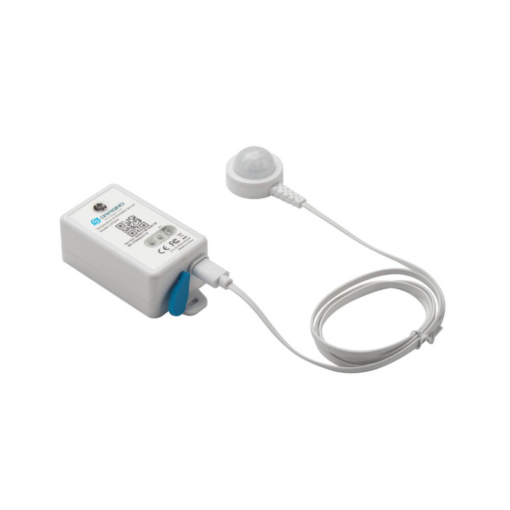 Dragino LHT65N-PIR LoRaWAN sensor with built-in temperature and humidity monitoring and external PIR motion probe.