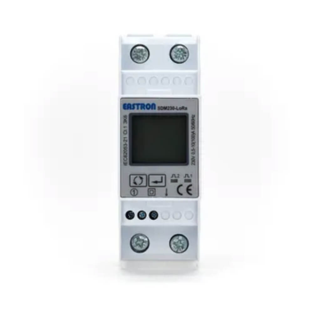 Eastron SDM230-LoRa single-phase LoRaWAN energy meter with 100A direct connection and MID certification.