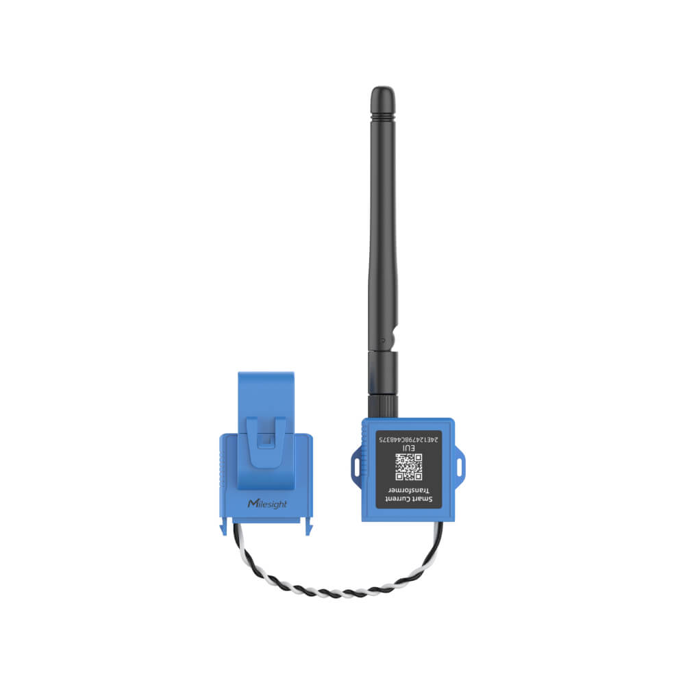Milesight CT105 LoRaWAN Smart Current Transformer with 500A range and large-diameter clamp for heavy-duty industrial energy monitoring.