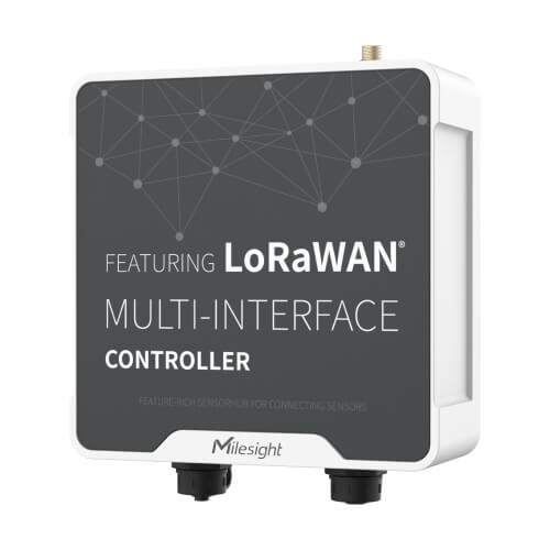 Milesight UC502 LTE cellular multi-interface controller with high-capacity battery and IP68 rating.