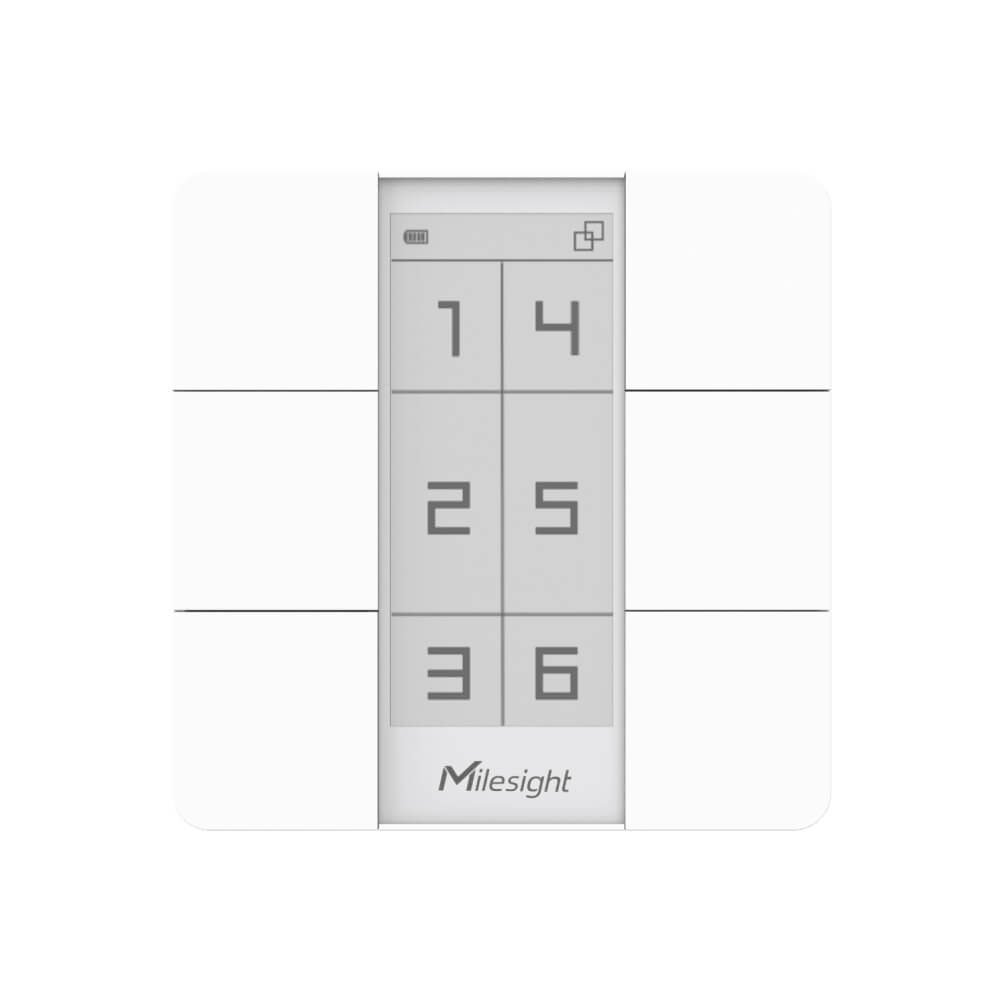Milesight WS156 and WS136 LoRaWAN smart scene panels with 6-button control and customizable E-ink display.