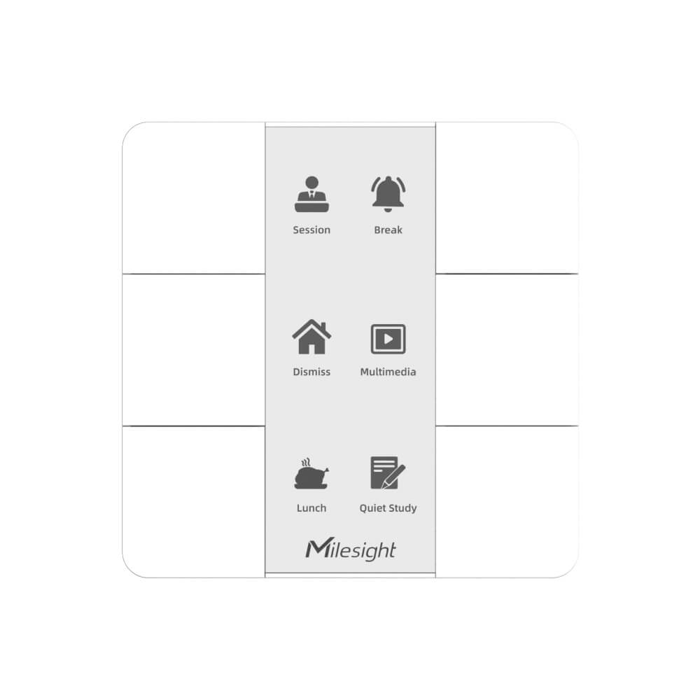 Milesight WS156 and WS136 LoRaWAN smart scene panels with 6-button control and customizable E-ink display.