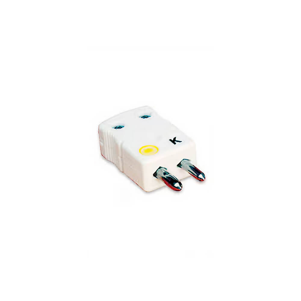 Omega NHX-K-M high-purity alumina ceramic Type K male thermocouple connector with solid pins.