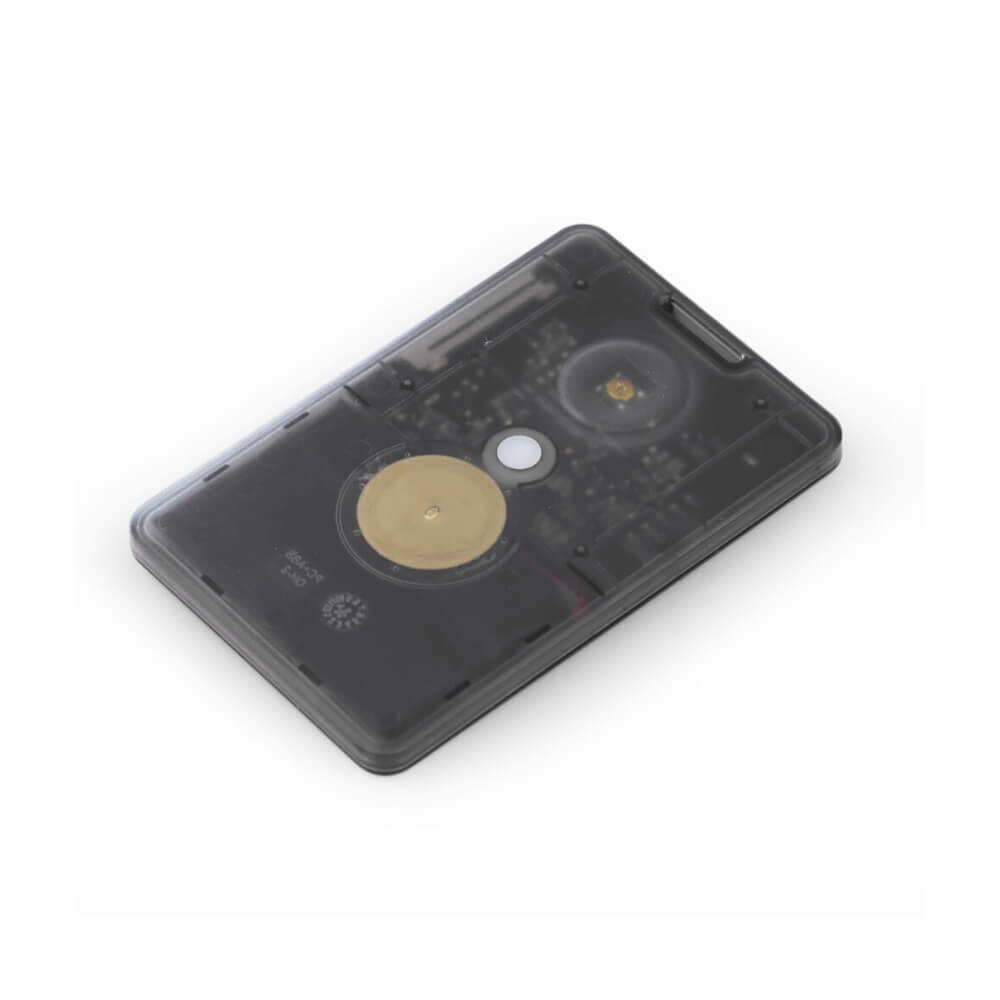 Seeed Studio SenseCAP T1000-E LoRaWAN card tracker, slim credit-card sized GPS tracker for asset and personnel monitoring.