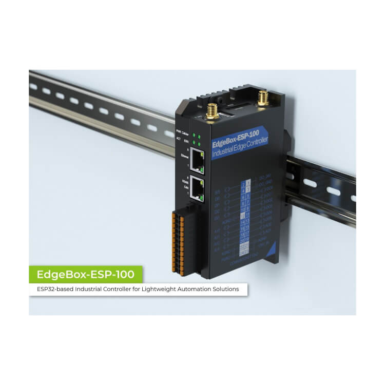 Seeed Studio EdgeBox-ESP-100 industrial edge controller with ESP32-S3, 4G LTE, and multi-fieldbus support.
