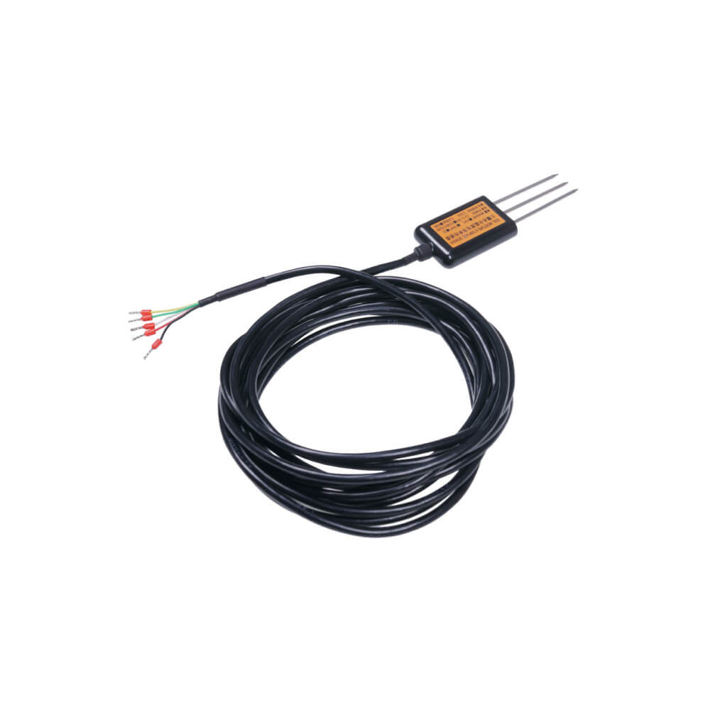 Seeed Studio S-Soil MTEC-02 industrial RS485 3-in-1 sensor measuring soil moisture, temperature, and electrical conductivity.