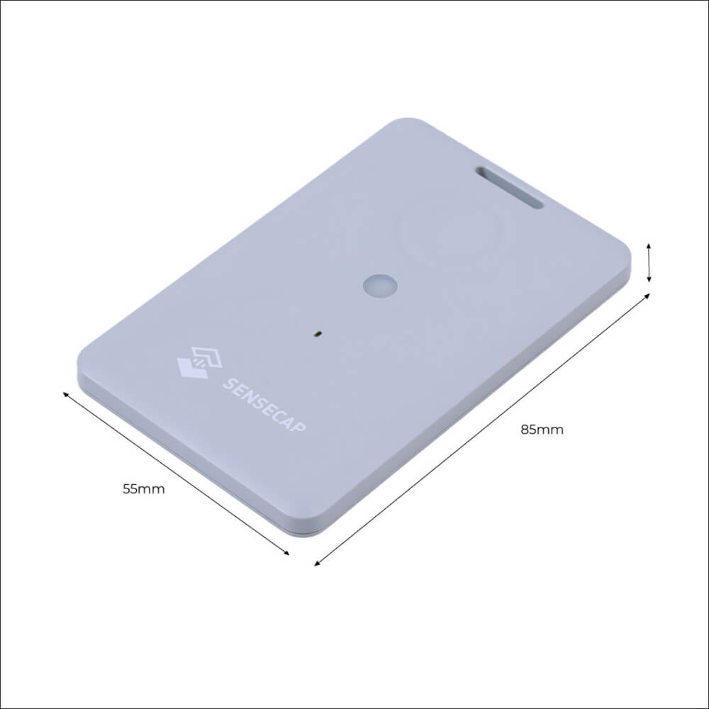 Seeed Studio SenseCAP T1000 LoRaWAN Card Tracker with GPS, WiFi, and BLE for indoor and outdoor asset tracking.