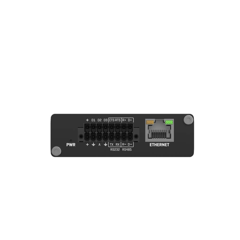 Teltonika TRB256 industrial M2M gateway featuring NB-IoT, LTE-M, 450MHz support, and multiple industrial interfaces.