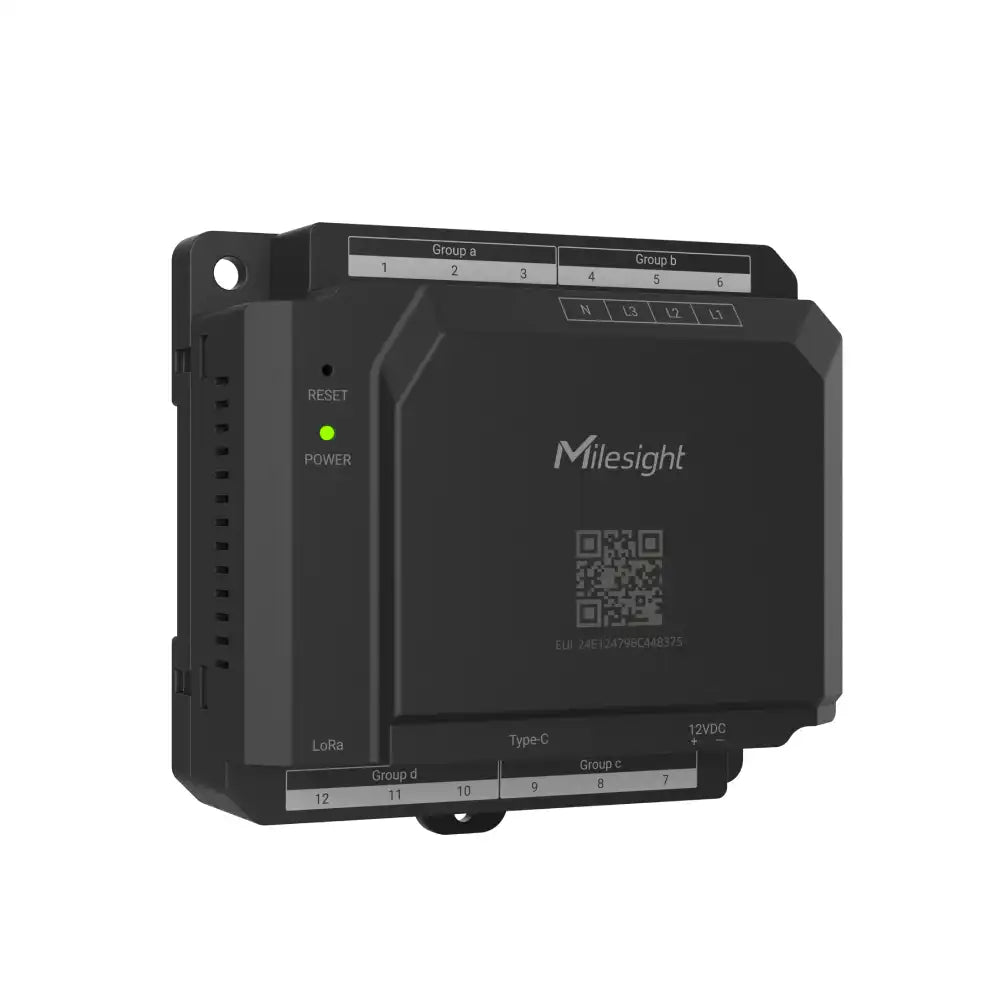 Milesight CTH01 LoRaWAN 12-channel smart power monitor hub for DIN-rail energy and power-quality monitoring
