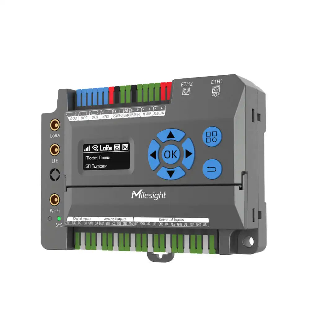 Milesight EG71 8-Channel LoRaWAN Building IoT Gateway with BACnet, KNX, Modbus and RS485 Interfaces for Smart Building Automation and BMS Integration.