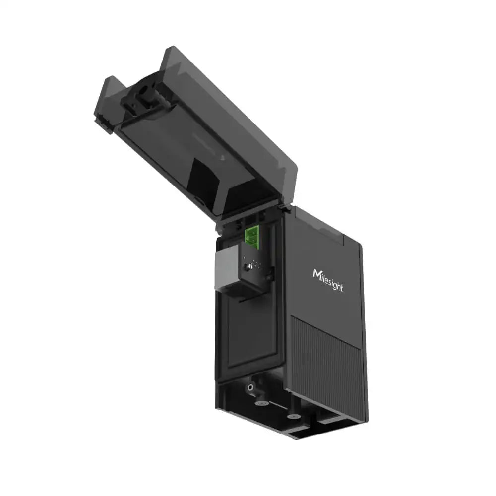 Milesight VS361 IP65 Storefront Footfall Sensor with Infrared Diffuse Reflective Technology and PoE Power for Outdoor Retail Traffic Counting.
