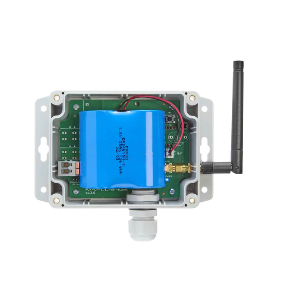 Acrios Wired M-Bus to LoRaWAN converter for remote reading of electricity, water, and heat meters.