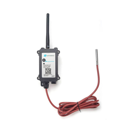 Dragino D20 NB-IoT cellular temperature sensor with stainless steel probe and IP66 enclosure.