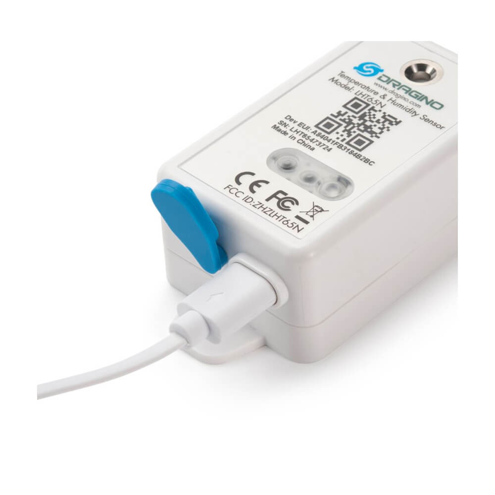 Dragino LHT65N LoRaWAN Temperature and Humidity sensor with built-in data logging and external probe support.
