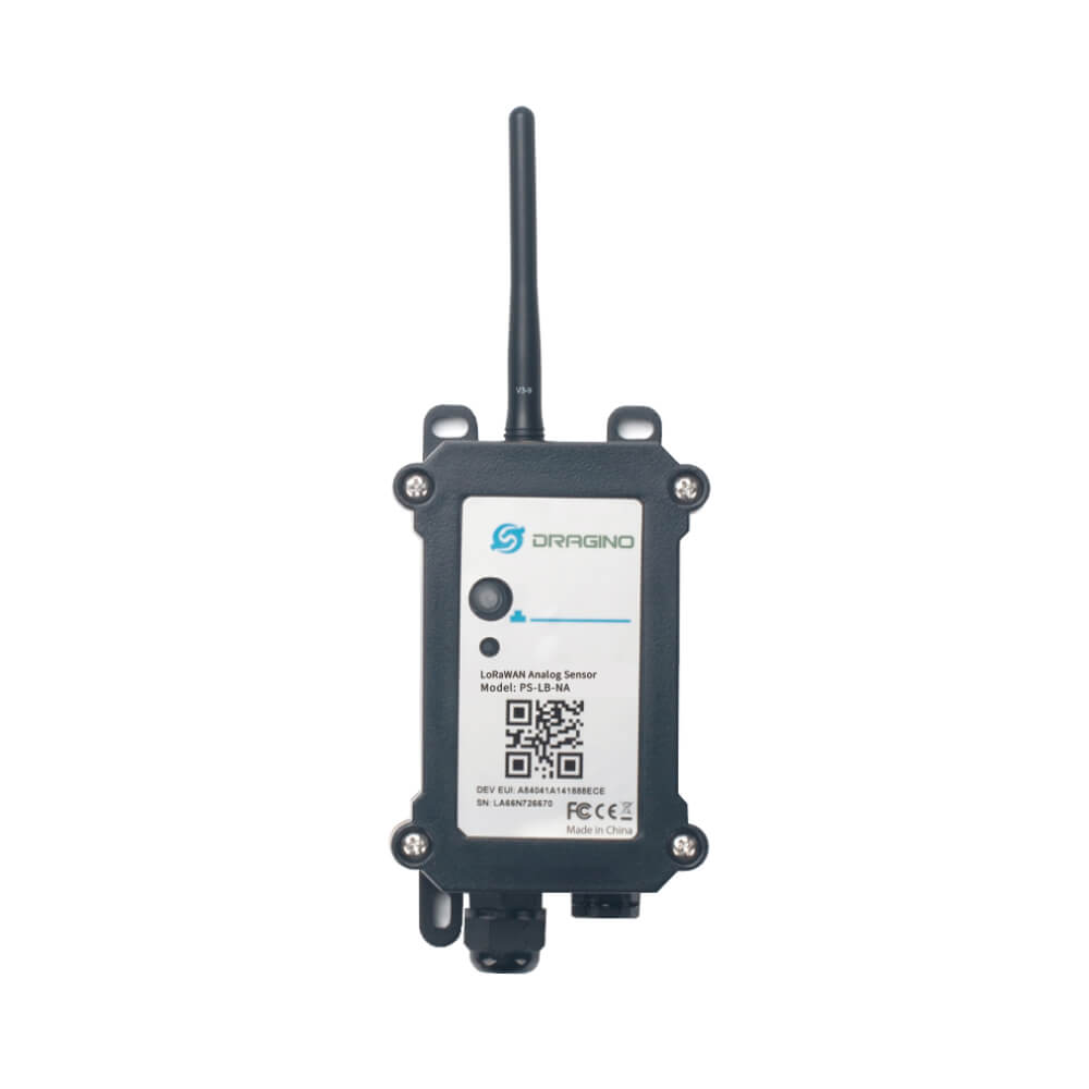 Dragino PS-NA LoRaWAN Analog Sensor Node for industrial 4-20mA and 0-30V data acquisition with multiple power options.