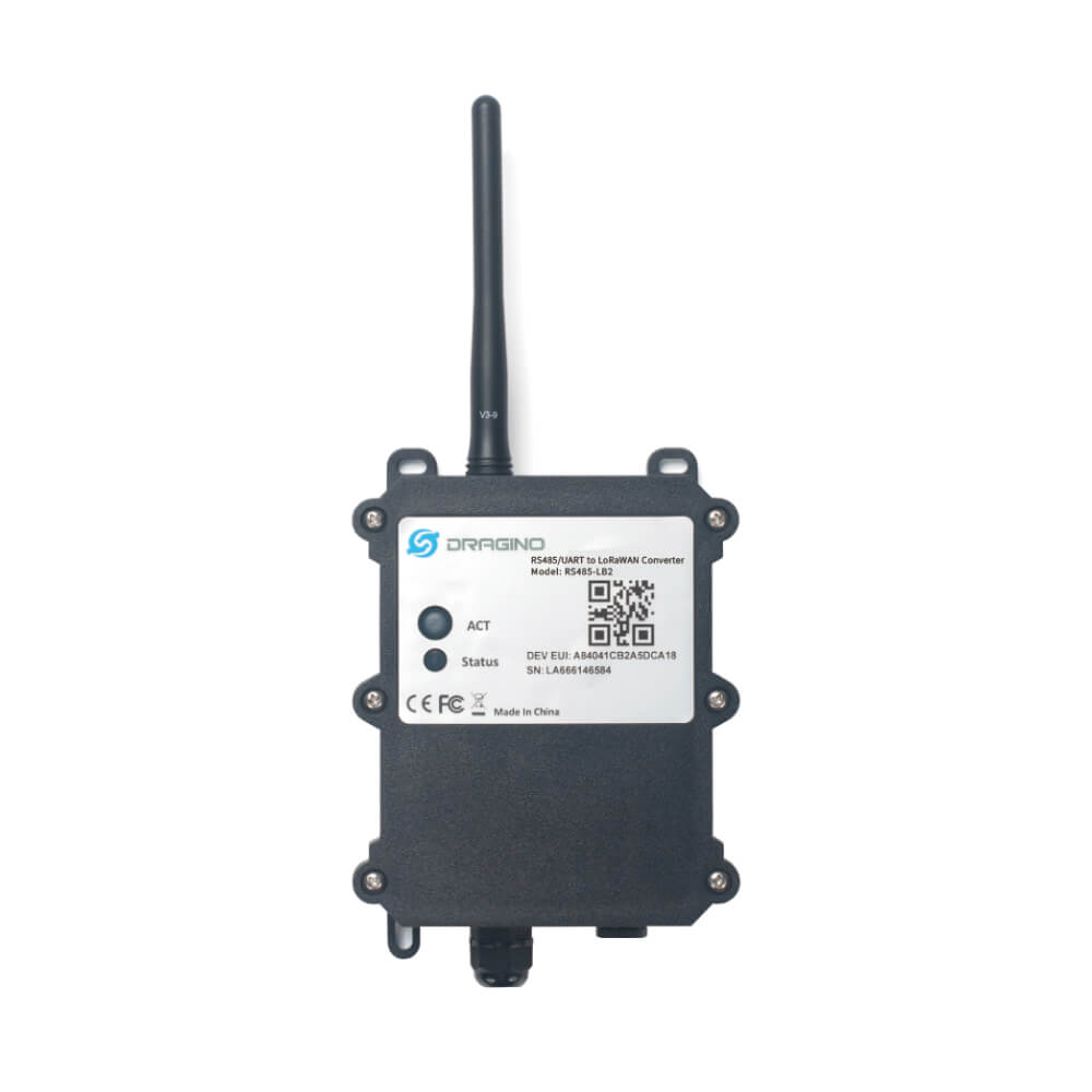 Dragino RS485-LB/LS LoRaWAN RS485 and UART converter for industrial sensor integration and remote data logging.