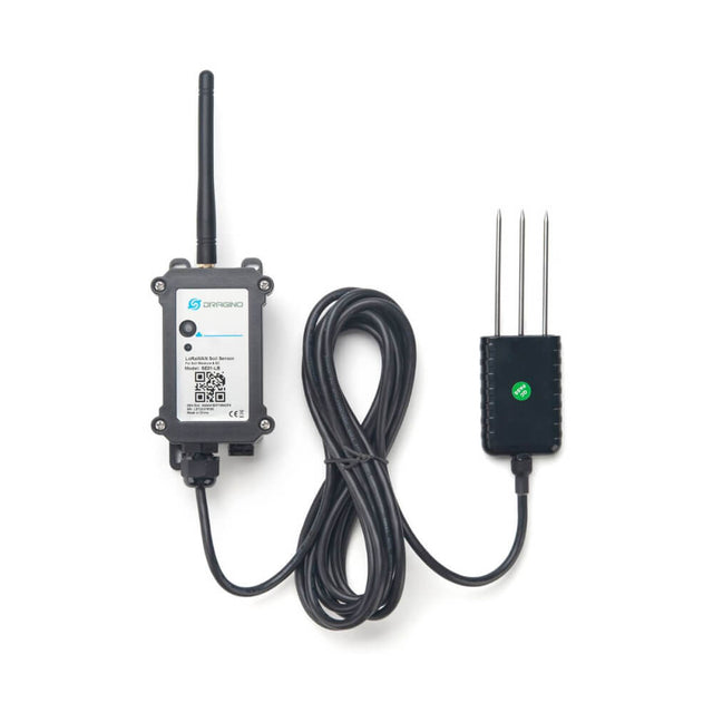 Dragino SE01 LoRaWAN Soil Moisture, Temperature, and EC sensor for precision smart agriculture and irrigation monitoring.