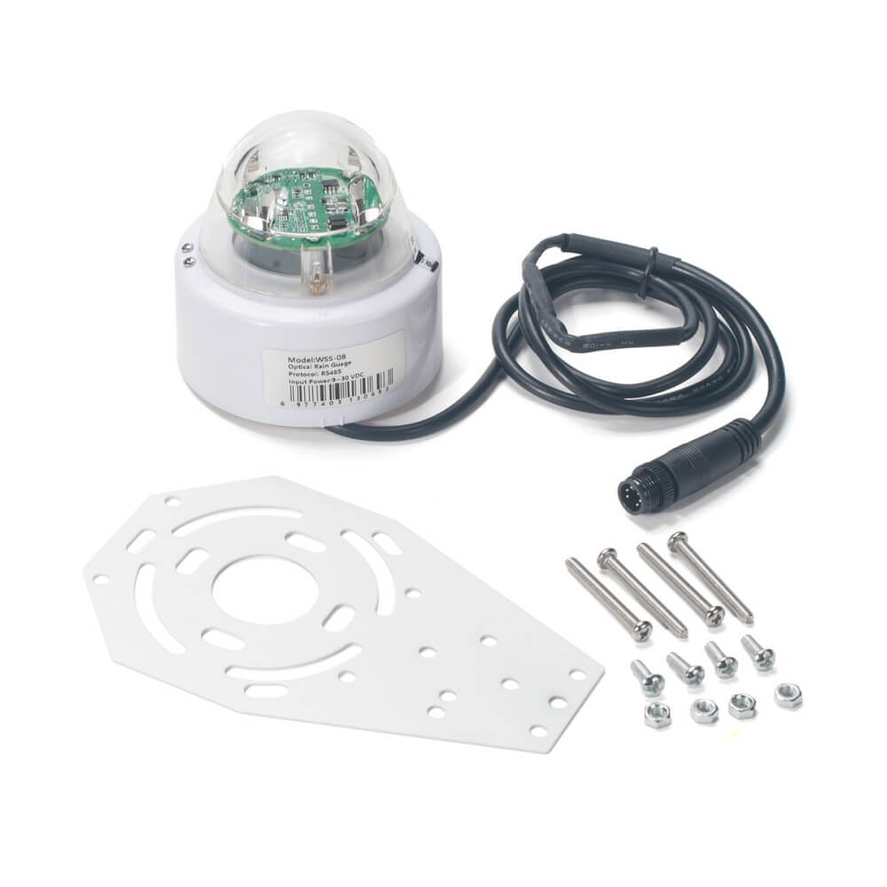 Dragino WSS-08 industrial optical rain gauge sensor for high-precision precipitation monitoring in weather stations.