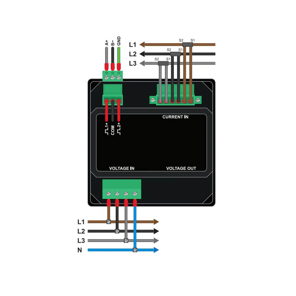 Eastron SMART X96-5 panel-mounted three-phase multifunction energy meter with MID certification and Modbus RS485.