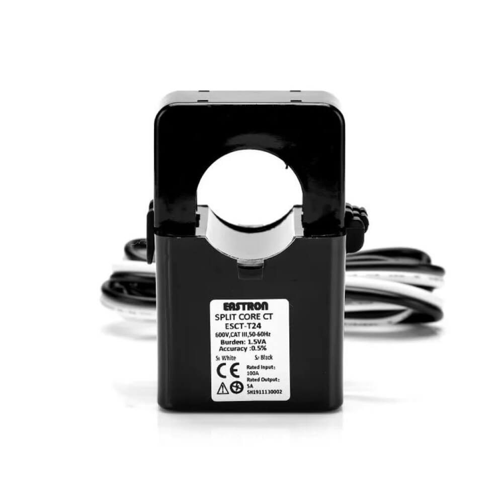Eastron split-core current transformer with 1A or 5A secondary output for energy metering and industrial power monitoring.
