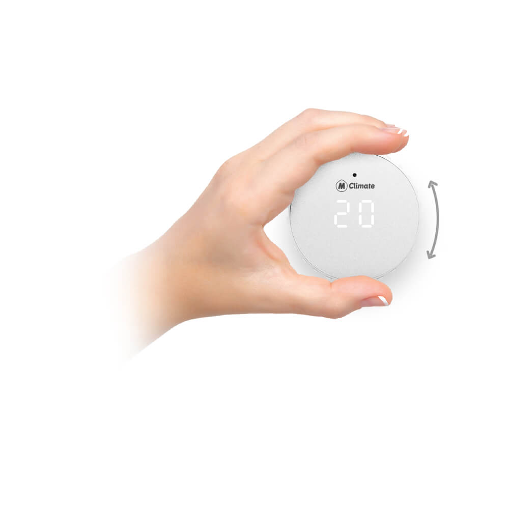 MClimate Vicki LoRaWAN smart thermostatic radiator valve with digital display and manual control ring.
