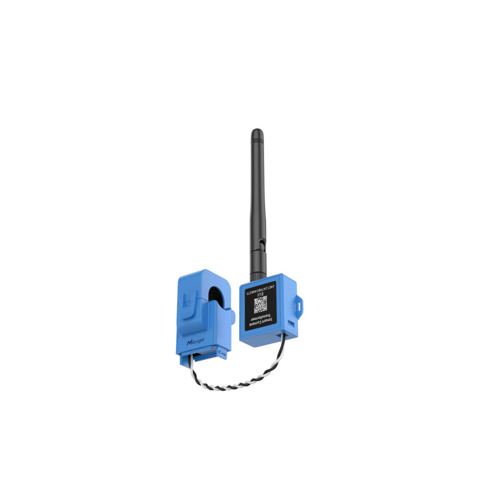 Milesight CT105 LoRaWAN Smart Current Transformer with 500A range and large-diameter clamp for heavy-duty industrial energy monitoring.