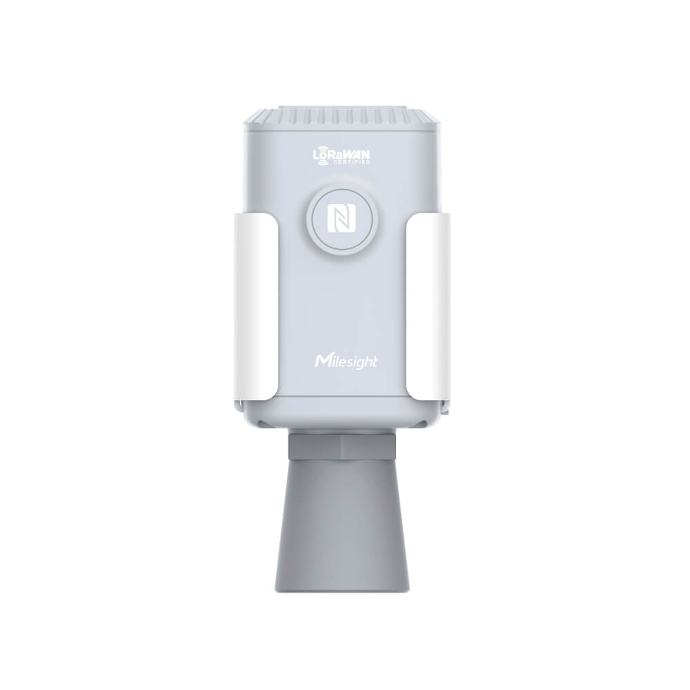 Milesight EM500-UDL ultrasonic LoRaWAN distance and level sensor with IP67 enclosure for non-contact liquid monitoring.