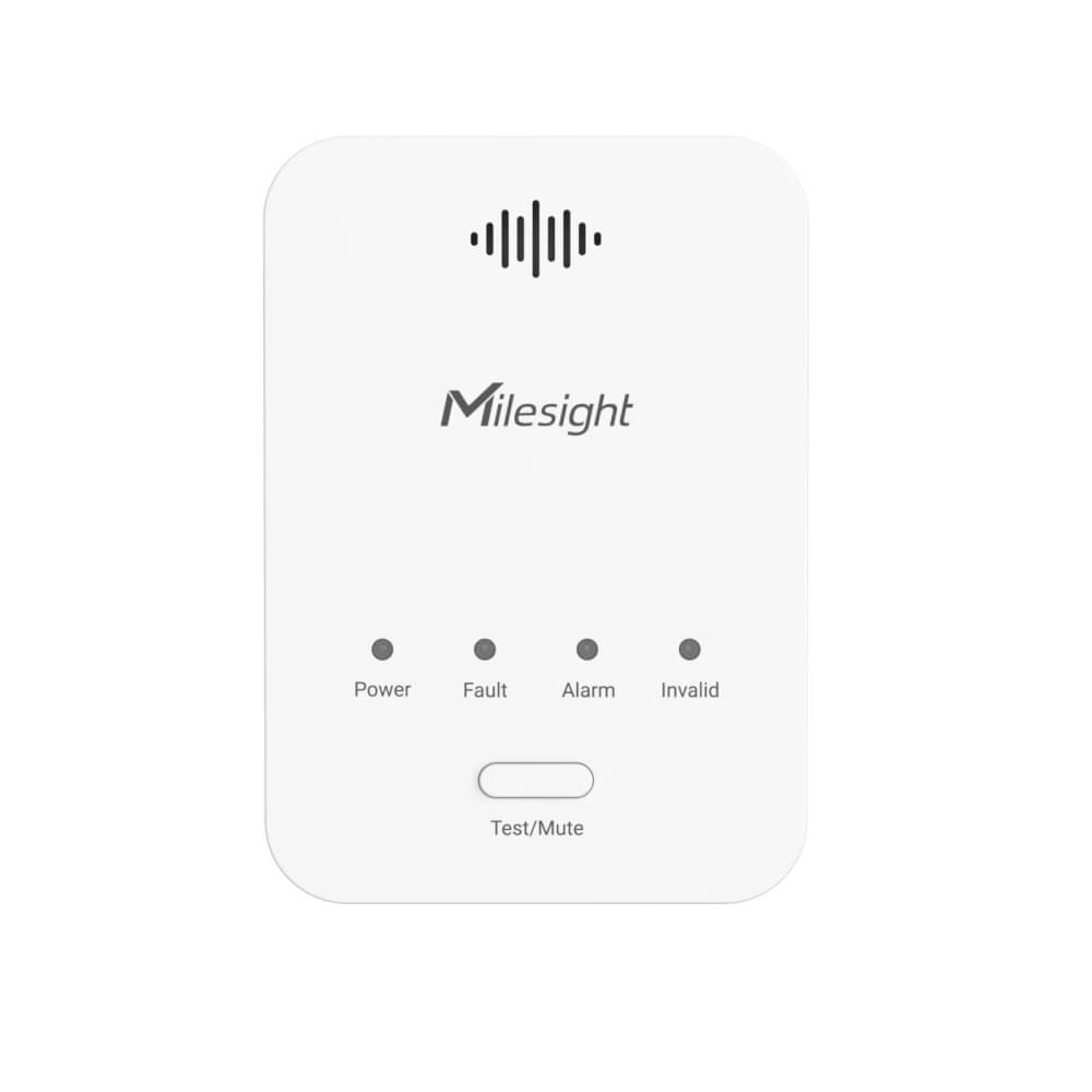 Milesight GS101 LoRaWAN residential gas detector for methane CH4 leak detection with relay and solenoid output.