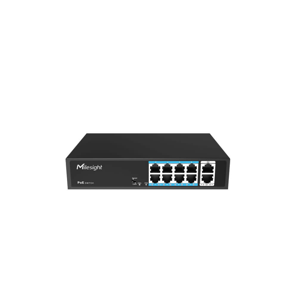 Milesight Industrial PoE Switch Series featuring 4, 8, 16, and 24 port configurations with 250m Extend Mode.