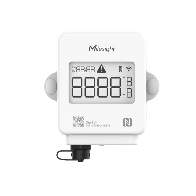 Milesight TS301 LoRaWAN temperature sensor with LCD display and support for external PT100 probes.