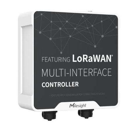 Milesight UC502 LTE cellular multi-interface controller with high-capacity battery and IP68 rating.