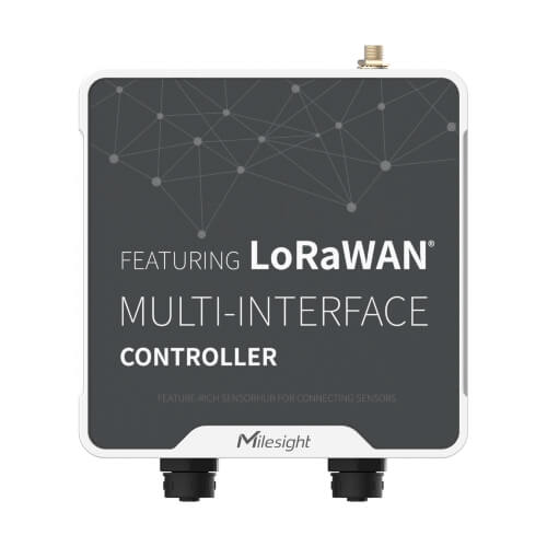 Milesight UC502 LTE cellular multi-interface controller with high-capacity battery and IP68 rating.
