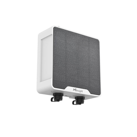 Milesight UC511 solar-powered LoRaWAN solenoid valve controller with IP67 housing and M12 connectors.