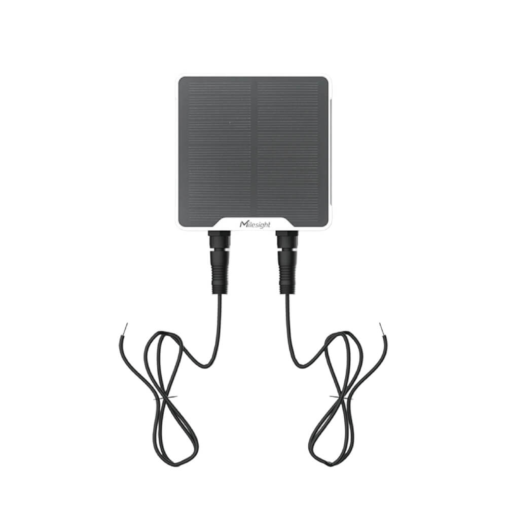 Milesight UC511 solar-powered LoRaWAN solenoid valve controller with IP67 housing and M12 connectors.