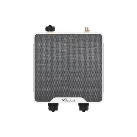 Milesight UC511 solar-powered LoRaWAN solenoid valve controller with IP67 housing and M12 connectors.