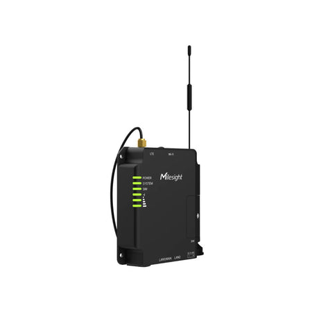 Milesight UR32L industrial 4G LTE cellular router with 2 Ethernet ports and rugged IP30 metal housing.
