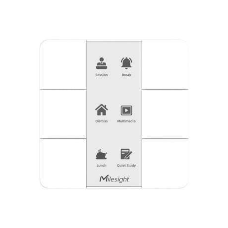 Milesight WS156 and WS136 LoRaWAN smart scene panels with 6-button control and customizable E-ink display.