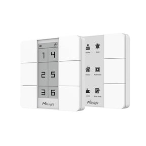 Milesight WS156 and WS136 LoRaWAN smart scene panels with 6-button control and customizable E-ink display.