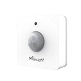 Milesight WS202 LoRaWAN PIR motion and light sensor with compact white enclosure for indoor occupancy monitoring.