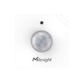 Milesight WS202 LoRaWAN PIR motion and light sensor with compact white enclosure for indoor occupancy monitoring.