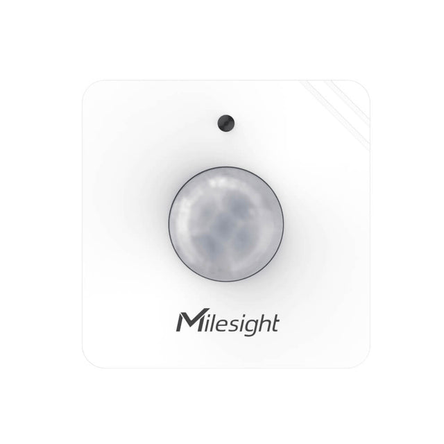 Milesight WS202 LoRaWAN PIR motion and light sensor with compact white enclosure for indoor occupancy monitoring.