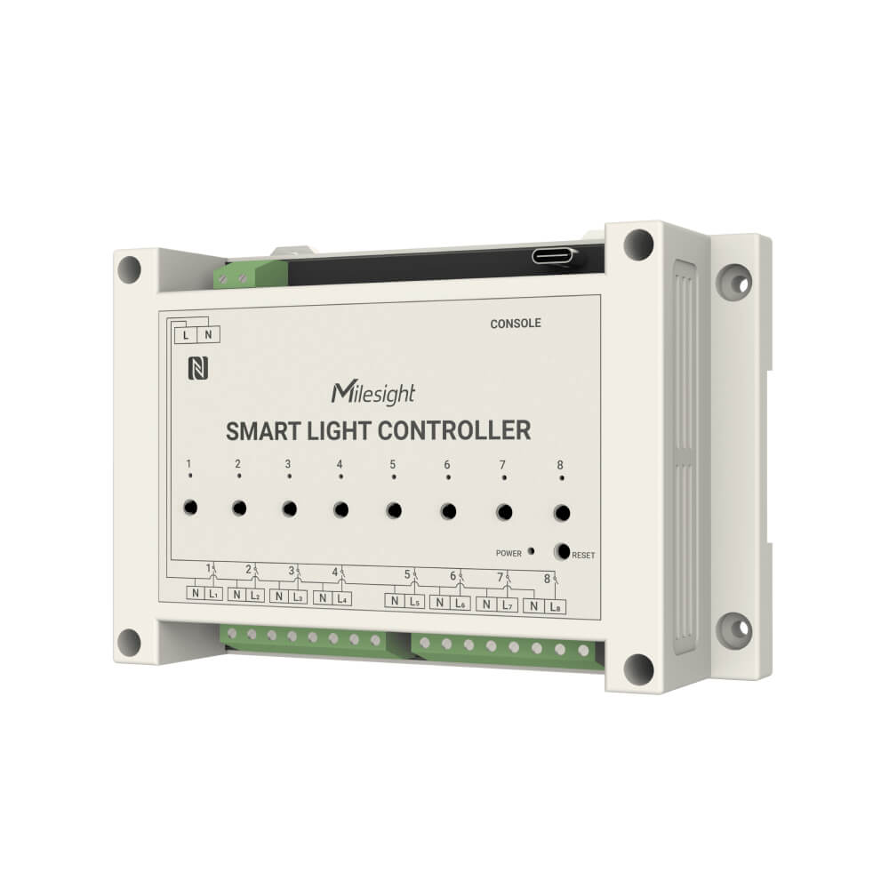 Milesight WS558 LoRaWAN smart light controller LN Type version with 8-channel control and energy monitoring.