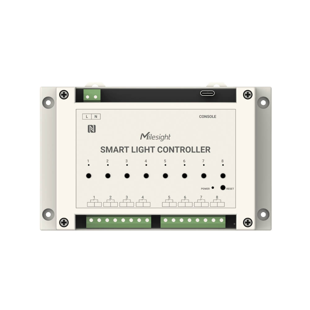 Milesight WS558 LoRaWAN smart light controller Switch Type version with 8-channel control and Milesight D2D support.