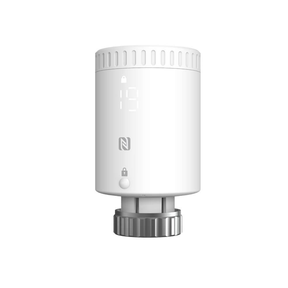 Milesight WT101 LoRaWAN smart radiator thermostat with LED display for automated radiator valve control.