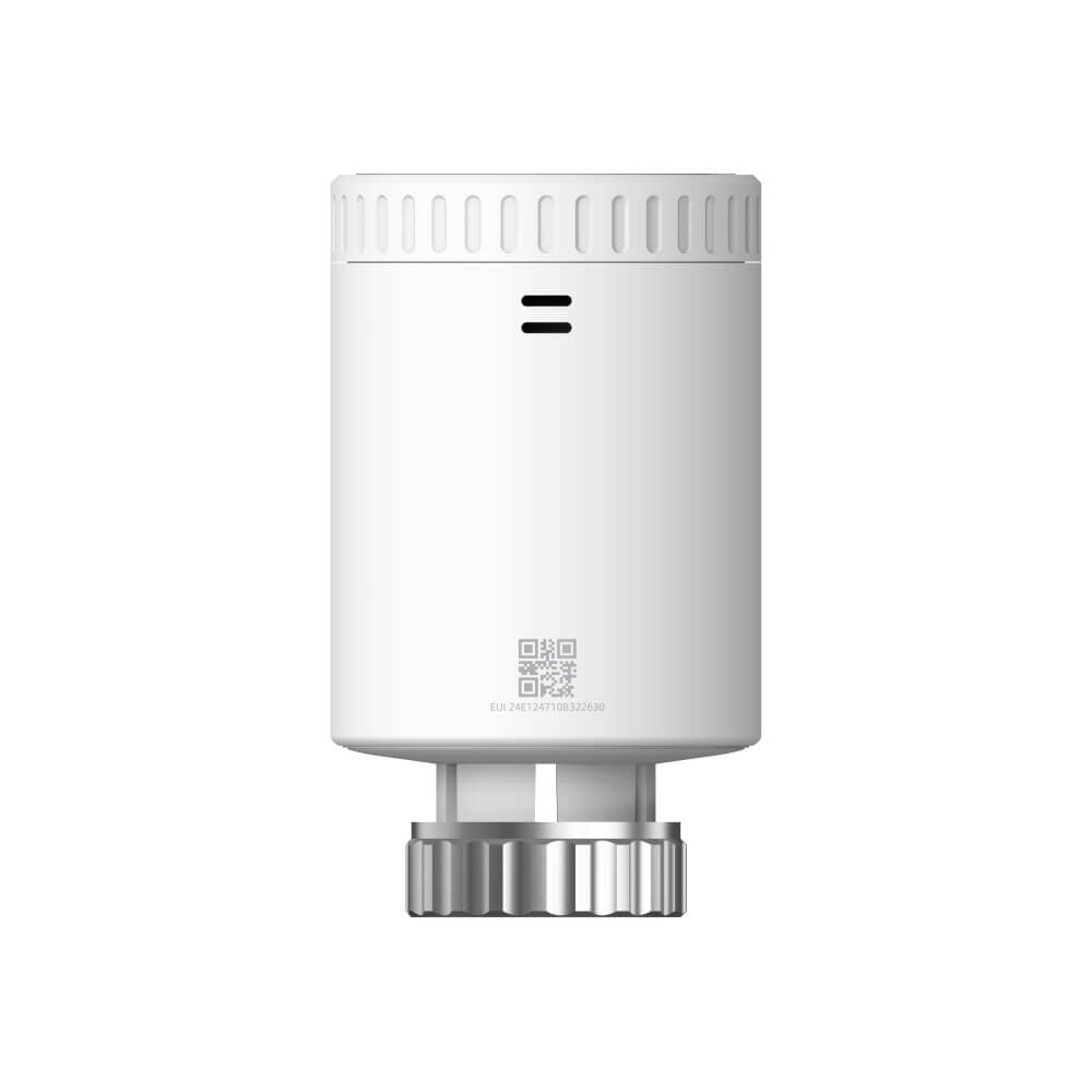 Milesight WT101 LoRaWAN smart radiator thermostat with LED display for automated radiator valve control.