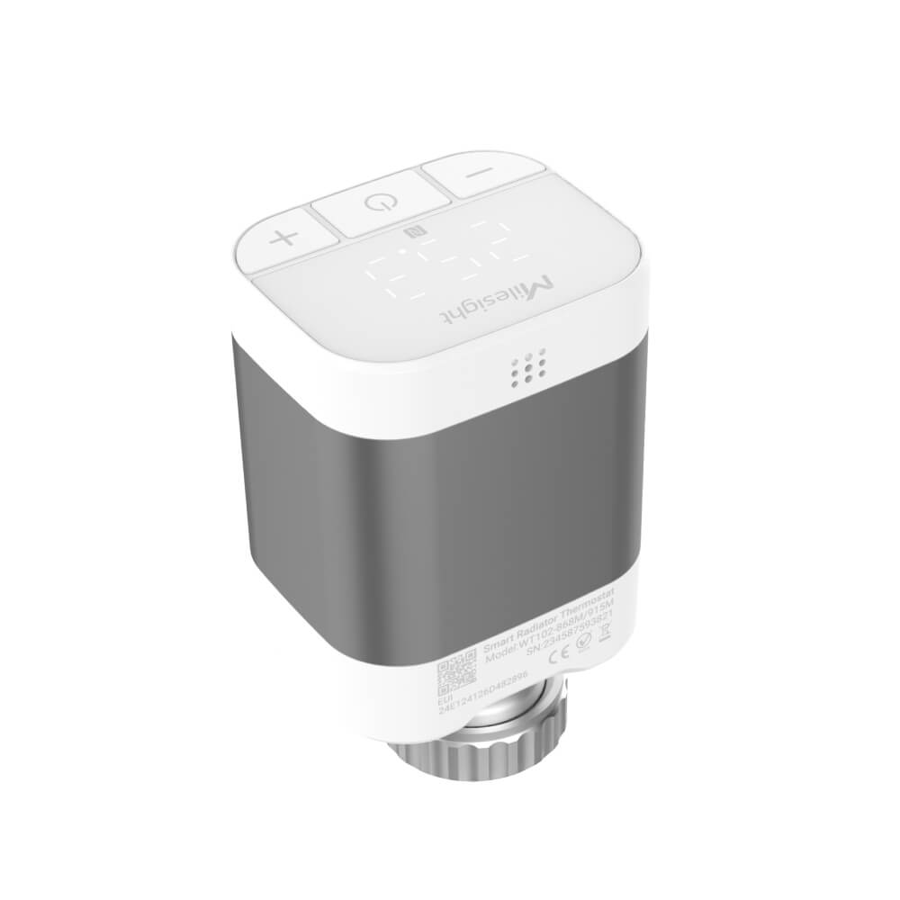 Milesight WT102 self-powered LoRaWAN smart radiator thermostat utilizing thermal energy harvesting.