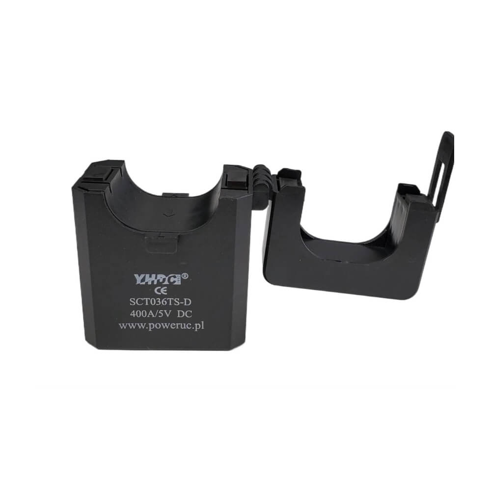 PowerUC SCT036TS split-core current transformer with 36mm aperture and safety lock for industrial energy monitoring.