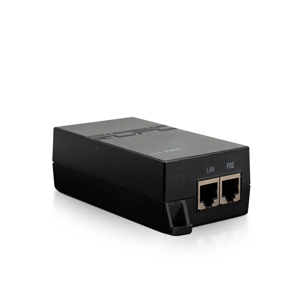 RAKwireless 1000M Gigabit PoE Injector with UK plug providing 48V power for LoRaWAN gateways.