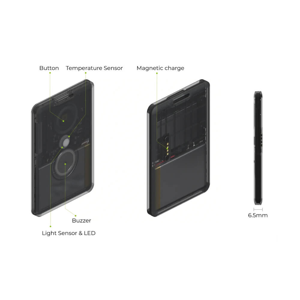 Seeed Studio SenseCAP T1000-E LoRaWAN card tracker, slim credit-card sized GPS tracker for asset and personnel monitoring.