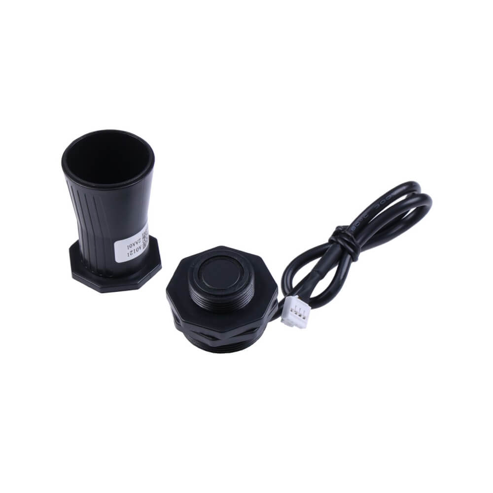 Seeed Studio RS485 ultrasonic level sensor with 750cm range and IP67 waterproof rating for liquid and object detection.